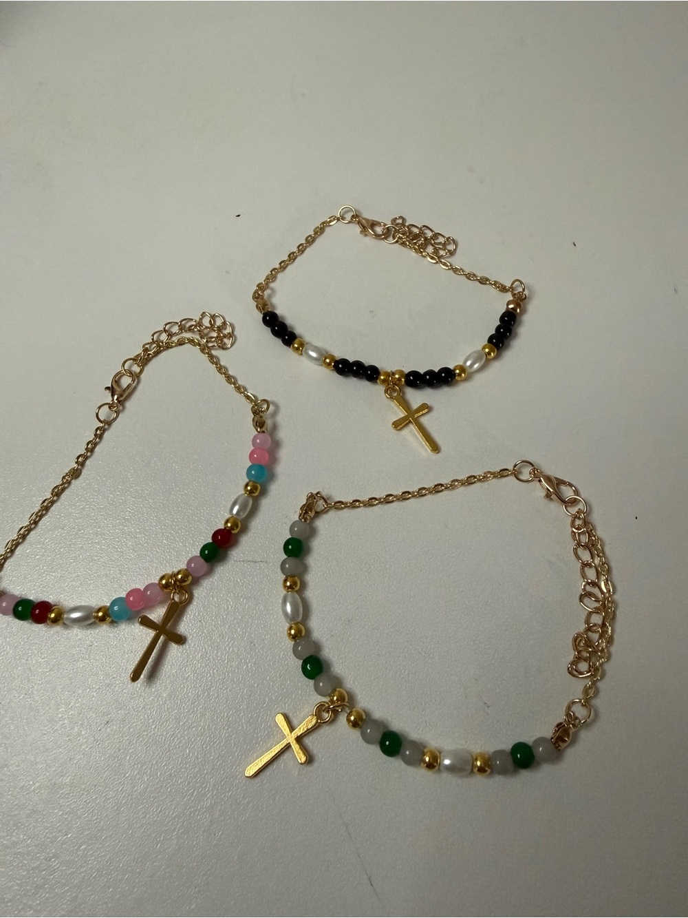 3 pcs Gold Cross Bead Bracelet for Kids